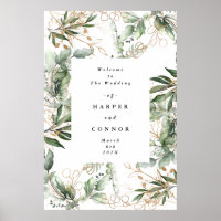 Gold Botanical Eucalyptus Elegant Greenery Moss