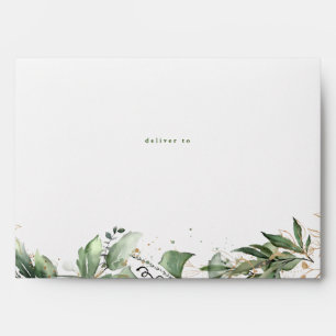 Gold Botanical Eucalyptus Watercolor Pre Addressed Envelope
