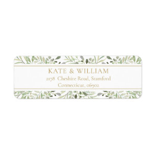 Gold Botanical Greenery Return address