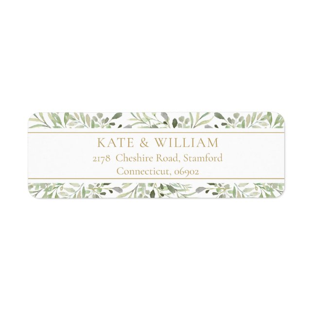 Gold Botanical Greenery Return address (Front)