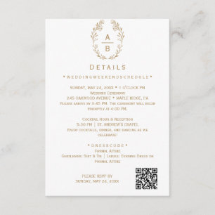 Gold Botanical Wedding Details Card