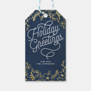 Gold Botanicals Holiday Greetings Gifting To/From Gift Tags