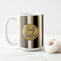 Gold Bougie Stripes Personalized Coffee Mug