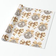  Gold Bow and Disco Ball Wrapping Paper 