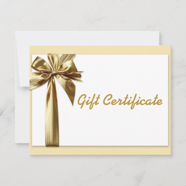 Gold Bow Editable Gift Certificate (Front)
