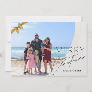 Gold Bow Family Photo Christmas Card