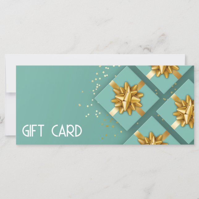 Gold Bow Festive Modern Mint boîte cadeau Carte ca (Devant)
