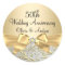 Gold Bow Floral Swirl 50th Anniversary Sticker