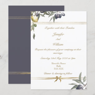 Gold Bow Olives & Lemons Invitation