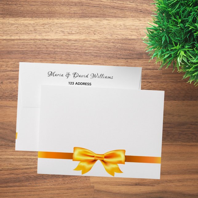 Gold bow rose gold elegant wedding white envelope (Creator Uploaded)