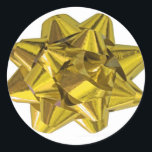Gold Bow Stickers<br><div class="desc">Just a sweet little gift bow on a sticker. Use it when your gift is already flat or when a real bow would be crushed in transport. See a design you like but it’s not on a product you want? Email me at nharveyart@gmail.com and I will make it for you!...</div>