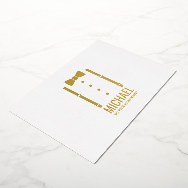 Gold Bow Tie Personalized Groomsman Proposal (Rotated)
