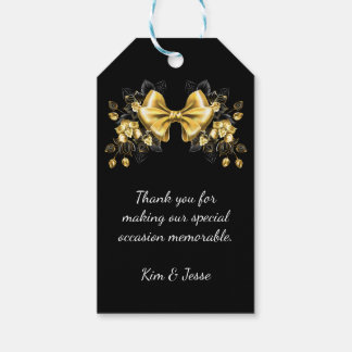 Gold bow with orchids gift tags