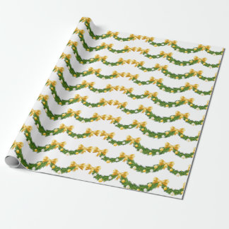 Gold Bows and Boughs Christmas Gift Wrapping Paper