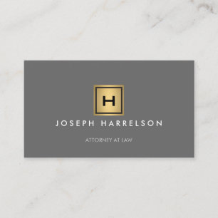 GOLD BOX LOGO with YOUR INITIAL/MONOGRAM on Grey Business Card