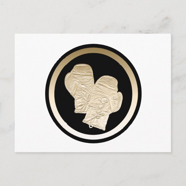 GOLD BOXING GLOVES POSTCARD (Front)