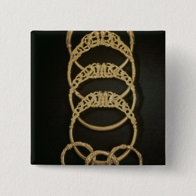 Gold Bracelets from the Ertsfield Treasure, 4th ce 2 Inch Square Button (Front)