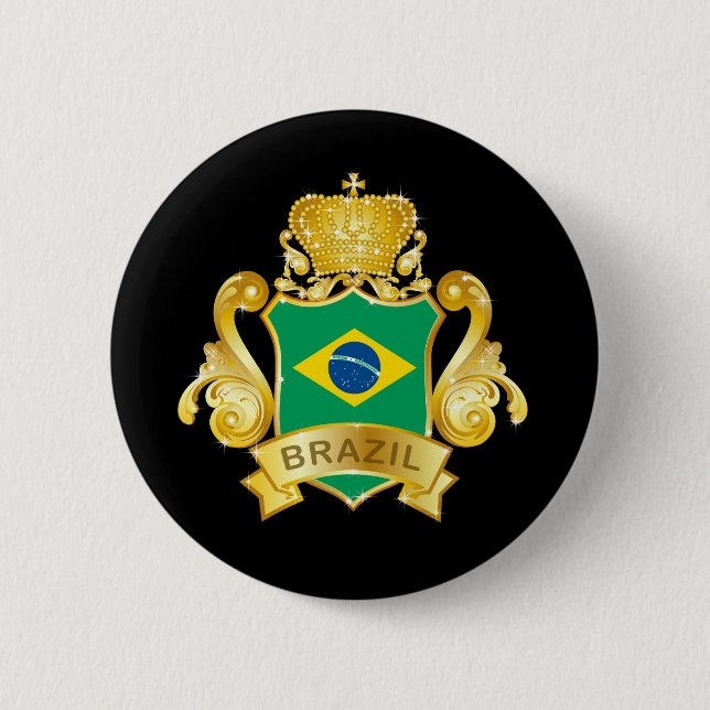 Gold Brazil 2 Inch Round Button (Front)