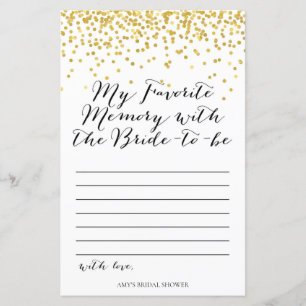 Gold Bridal Shower Game - Favourite Memory