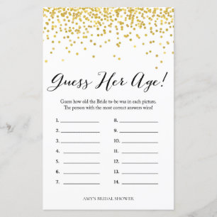 Gold Bridal Shower Game - How old was Bride