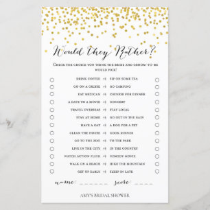 Gold Bridal Shower Game - would they rather