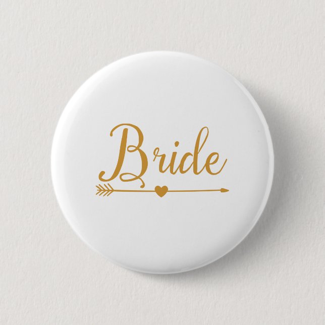 Gold Bride with heart arrow 2 Inch Round Button (Front)