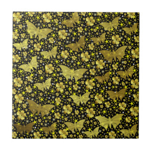 gold,bright, shiny, butterflies, exclusive tile