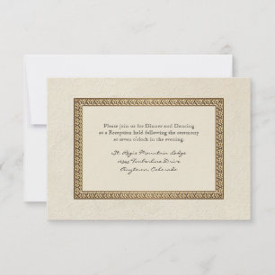 Gold Brocade Damask Floral Formal Reception Invite