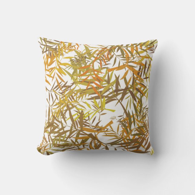 Gold Bronze and Brown Willow Leaves Throw Pillow (Front)