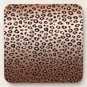 Gold Bronze Black Leopard Print Ombre Coaster