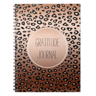 Gold Bronze Black Leopard Print Ombre Gratitude Notebook