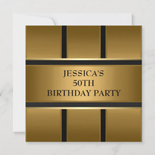 Gold Bronze Black Metal Elegant Party Invitation