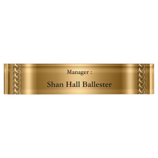 Gold Bronze Chain Image Add Name Nameplate (Front)