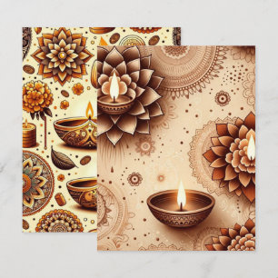 Gold & Bronze Diwali Scrapbook Paper Printable Invitation