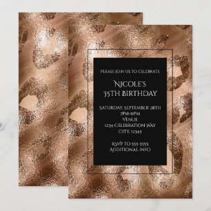 Gold Bronze Léopard Party Willy Chic Invitation