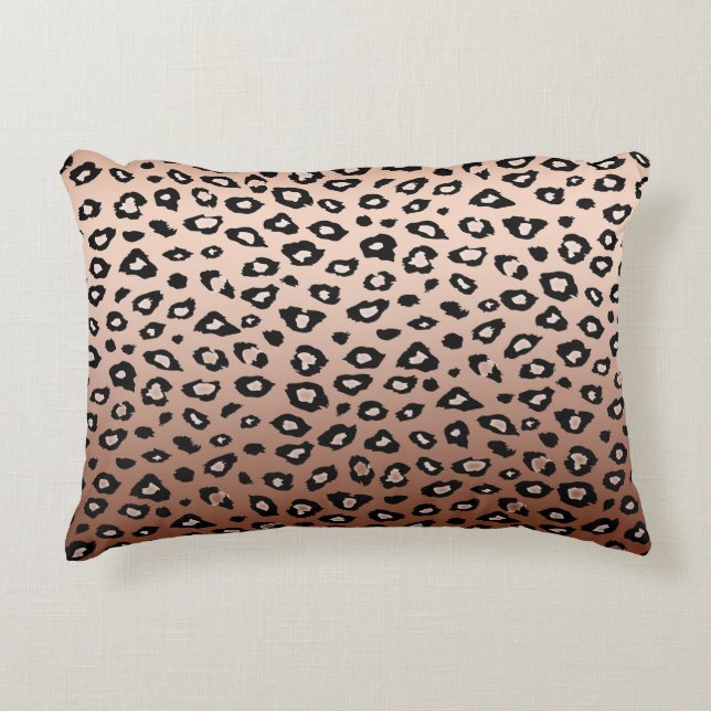 Gold Bronze Leopard Print Accent Pillow (Front)