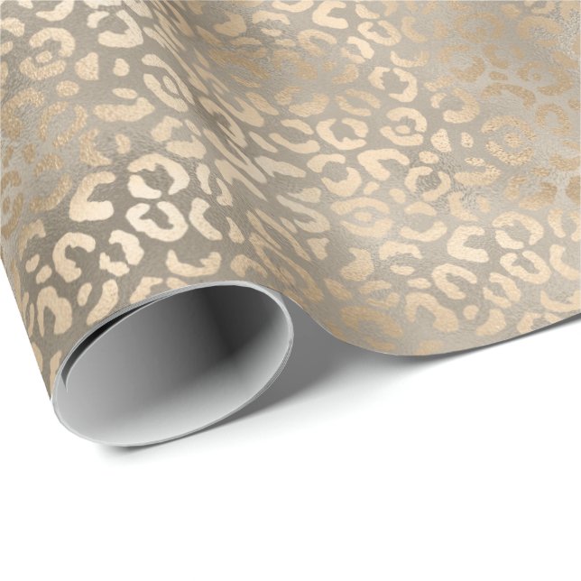 Gold Bronze Leopard Print Wrapping Paper (Roll Corner)