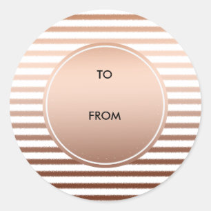 Gold Bronze Ombre Stripes Classic Round Sticker