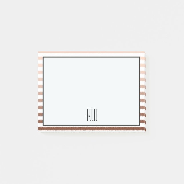 Gold Bronze Ombre Stripes monogram Post-it Notes (Front)