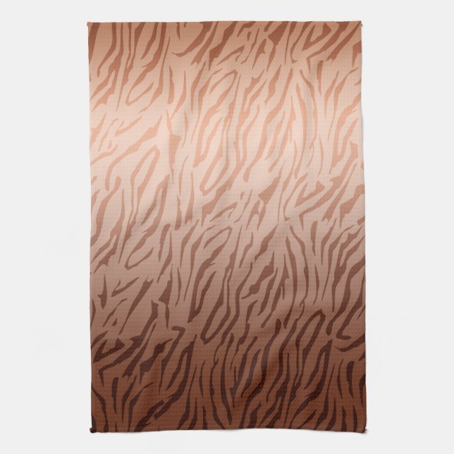 Gold Bronze Ombre Tiger Print Kitchen Towel (Vertical)