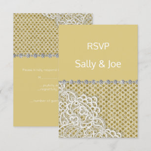 GOLD BRONZE Spot Lace Diamond Wedding response Invitation