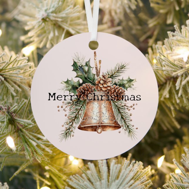 Gold Bronze White Christmas Bells Metal Ornament (Insitu)