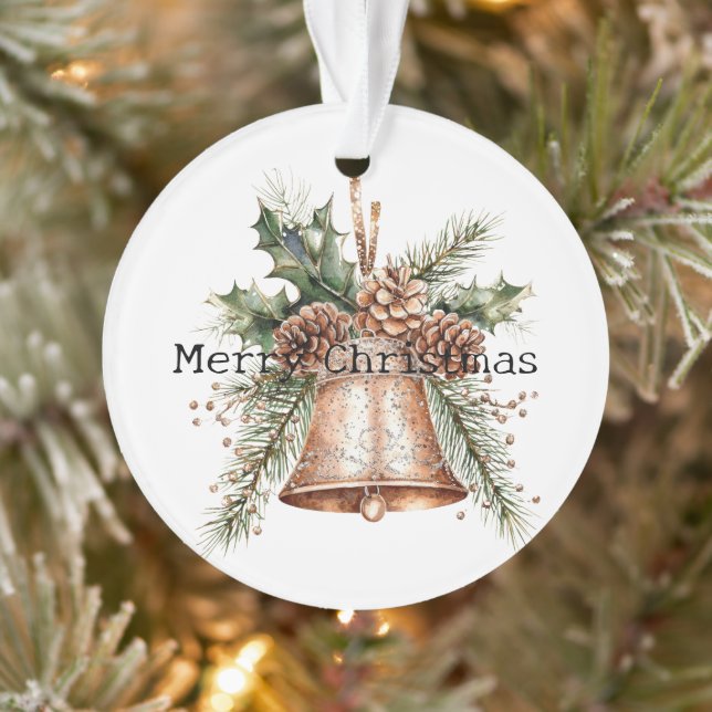 Gold Bronze White Christmas Bells Ornament (Tree)