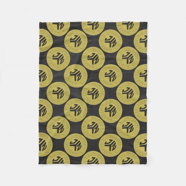Gold Brooklyn Subway Token Pattern Fleece Blanket (Front)