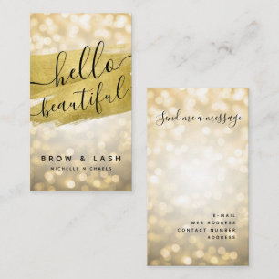 Gold Brow Lash Hello Beautiful Glam Lights Business Card