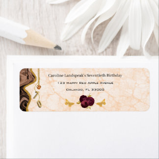 Gold Brown Agate & Red Roses, 70e anniversaire