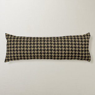 Gold Brown And Black Classic Nailhead Pattern Body Pillow