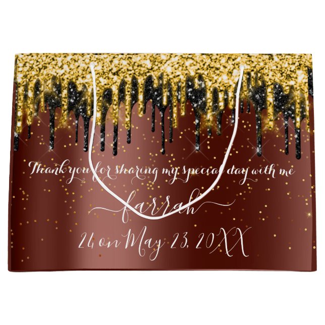 Gold Brown Black Drips Favoriser Grand Cadeau Sac (Devant)