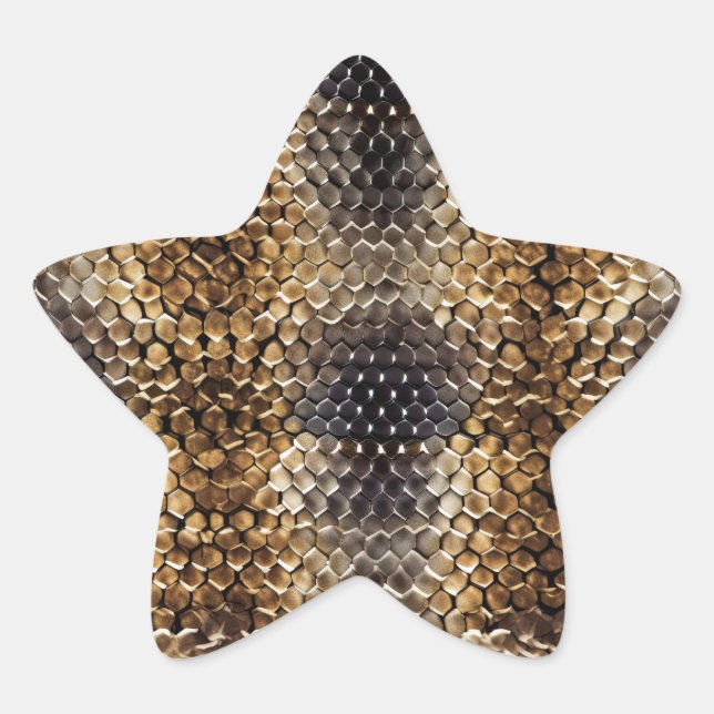 Gold Brown Black Ivory Snake Skin Star Sticker (Front)