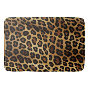 Gold Brown Black Leopard Animal Print Bath Mat